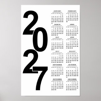 Modern Minimal Typografisk Elegant 2027 Kalender Poster