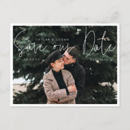 Modern Minimal Typografisk Foto Spara Datum Meddelande Vykort