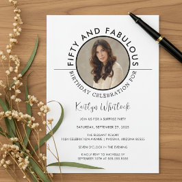 Modern Minimal Typography 50 and Fabulous Birthday Inbjudningar