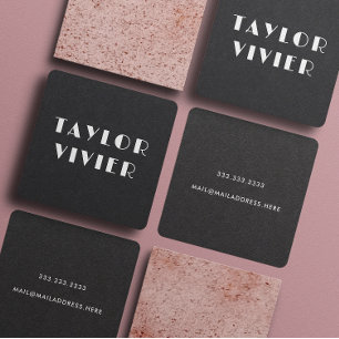 Modern Minimal Typography Solid Black Papper Fyrkantigt Visitkort