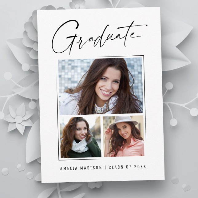 Modern minimal, unik Bläck-skript Student 3-foto Meddelande (Skapare uppladdad)