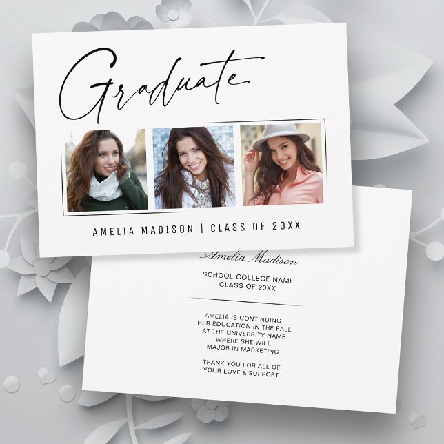 Modern minimal, unik Bläck-skript Student 3-foto Meddelande (Skapare uppladdad)