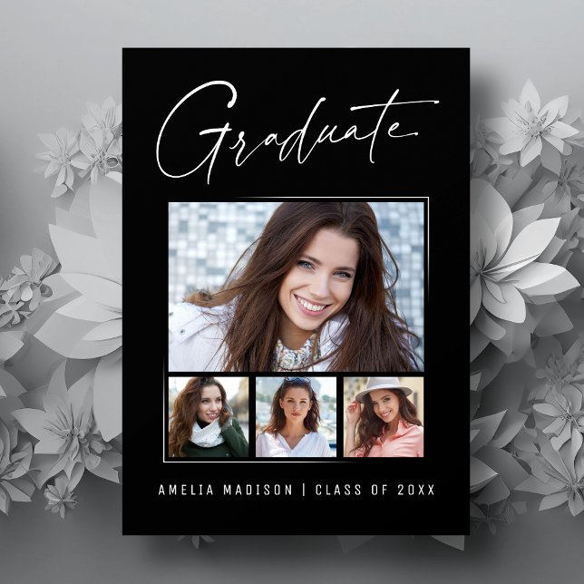 Modern minimal, unik Bläck-skript Student 4-foto Meddelande (Skapare uppladdad)