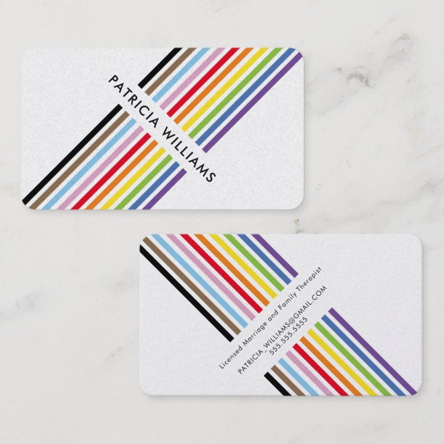 MODERN MINIMAL unique stripe rainbow pride LGBTQ Visitkort (Fram/baksida)