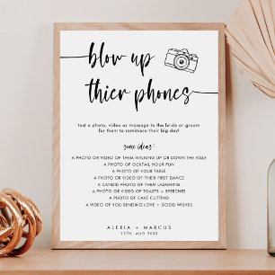 Modern minimal uppblåsning av Telefoner Bröllop-si Poster