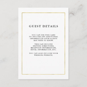 Modern minimal Uppgifter om gästen i Guld Gräns Tilläggskort