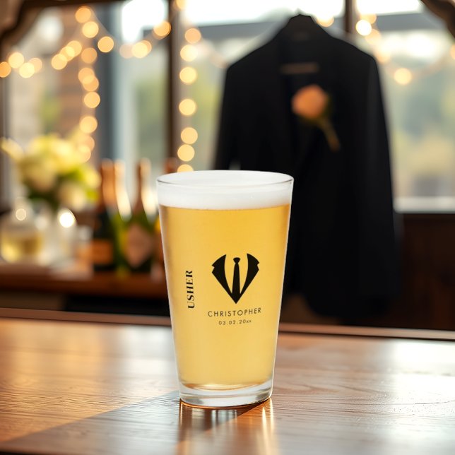 Modern minimal Usher Namn-Bröllopsfest-gåva Glaskopp (Skapare uppladdad)