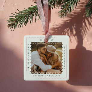 Modern minimal Vågigt första julhelgsengagerat fot Julgransprydnad Keramik