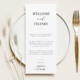 Modern minimal välkomstplats för Tack Meny