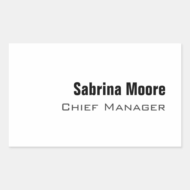 Modern minimal vanlig Professionell Rektangulärt Klistermärke (Framsida)