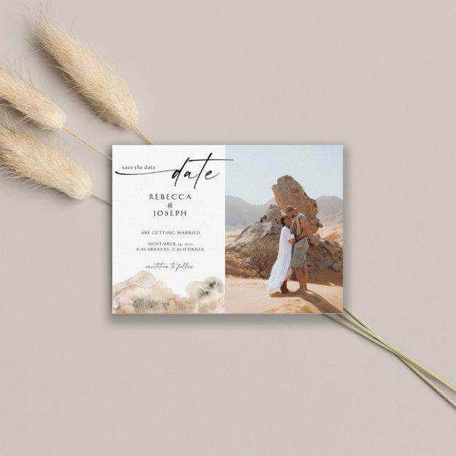 Modern Minimal vattenfärg Bröllop Spara Datumet (Skapare uppladdad)