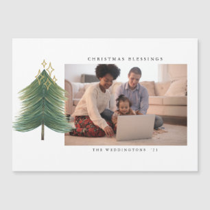 Modern minimal vattenfärgsfoto i Julgran