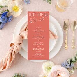 Modern Minimal Vibrant Rosa Bröllop Middag Menu Meny