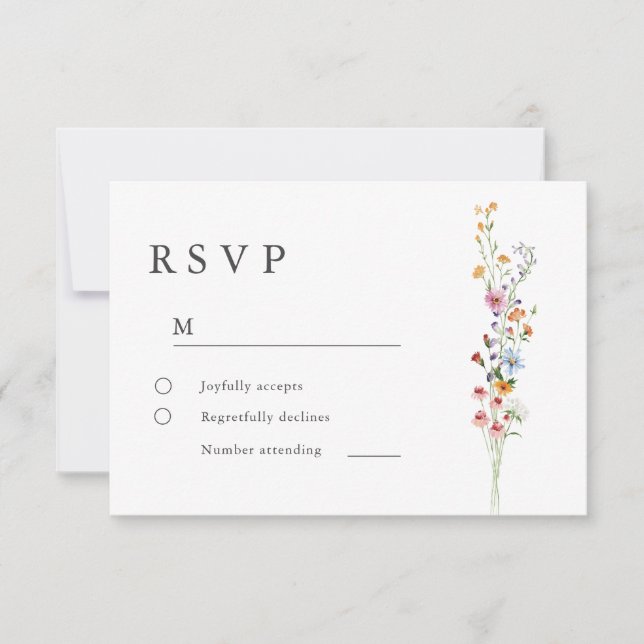 Modern Minimal Vilda Blommor Bröllop RSVP-kort Inbjudningar (Framsida)
