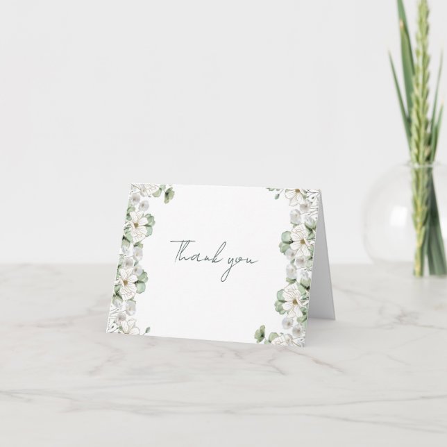 Modern Minimal Vilda Blommor Bröllop Tacksamhetsko Tack Kort (Framsida)
