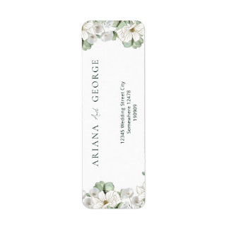 Modern Minimal Vilda Blommor Bröllopsadressetikett Returadress Etikett