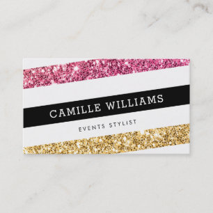 MODERN MINIMAL vinkla rand fet guld rosa glitter Visitkort