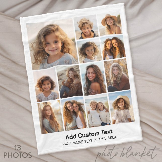 Modern Minimal Vit - 13 Fotokollage Fleecefilt (Custom Photo Blankets)
