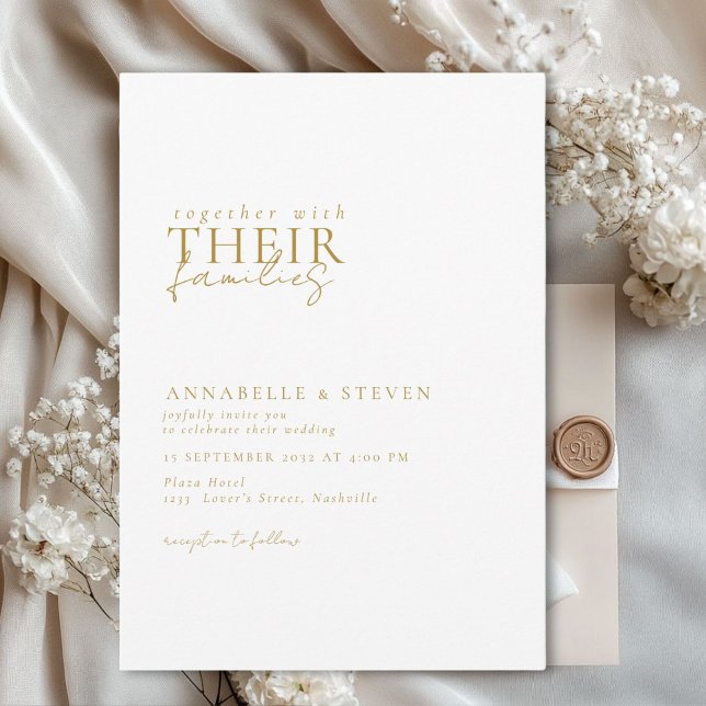 Modern, minimal, vit, Bröllop Inbjudningar (Modern, minimal, elegant, handwriting font, white Wedding Invitation.)