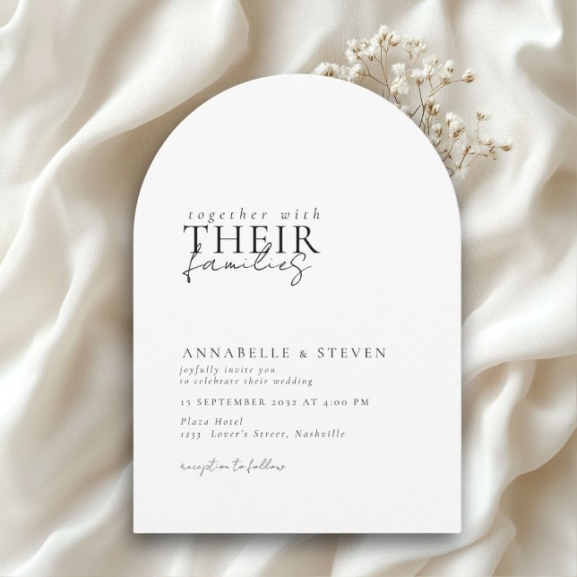 Modern, minimal, vit, Bröllop Inbjudningar (Modern, Minimal, White, Wedding Invitation)