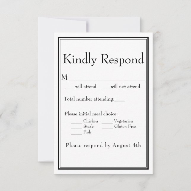 Modern Minimal Vit Måltidsval RSVP-kort OSA Kort (Framsida)
