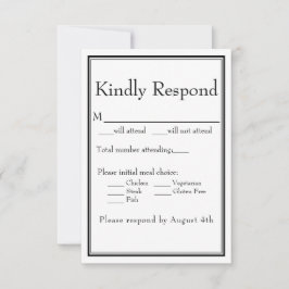 Modern Minimal Vit Måltidsval RSVP-kort OSA Kort