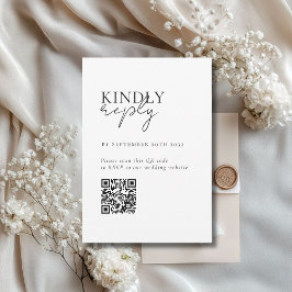 Modern, minimal, vit, QR-kodens Bröllop OSA Tilläggskort