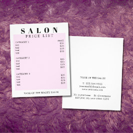 Modern Minimal Vit Ros Salong Prislista Flygblad