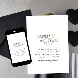 Modern minimal vit utskrift eller digital Bröllop Inbjudningar