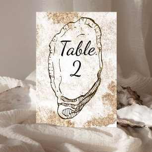 Modern minimal Watercolor Oyster Beach Wedding Bordsnummer