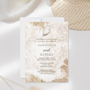 Modern minimal Watercolor Oyster Beach Wedding Inbjudningar
