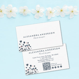 Modern minimal Watercolor Wildblommor Visitkort