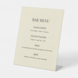 Modern Minimal Wedding Bar Menu Sign