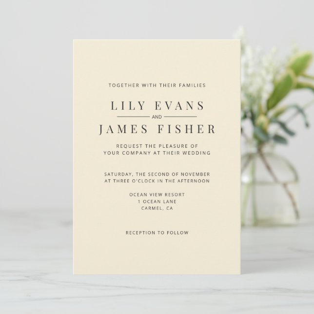 Modern Minimal Wedding Invitation Inbjudningar (Stående Fram)