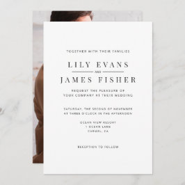 Modern Minimal Wedding Invitation Photo on Back Inbjudningar