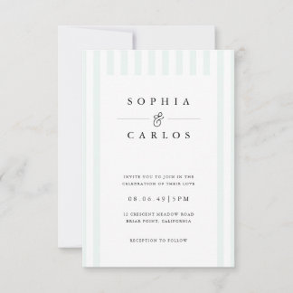Modern Minimal Wedding Invitation with  Stripe Inbjudningar