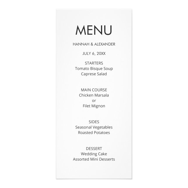 Modern Minimal Wedding Menu - Easy Edit Reklamkort (Framsidan)