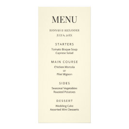 Modern Minimal Wedding Menu Reklamkort