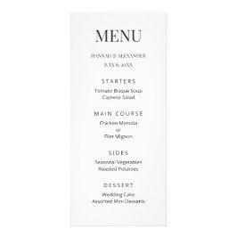 Modern Minimal Wedding Menu Reklamkort