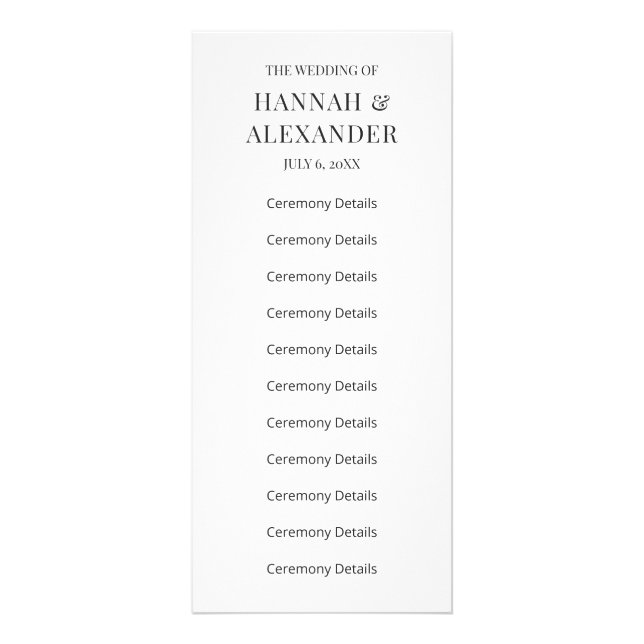 Modern Minimal Wedding Program (Framsidan)