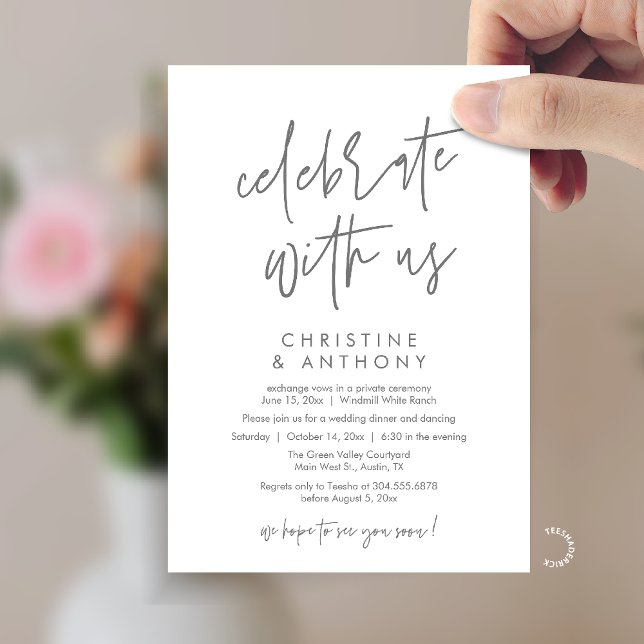 Modern Minimal Wedding Reception Dinner Inbjudningar (Modern Minimal Wedding Reception Dinner Lunch Brunch Invitation Card in dark grey)