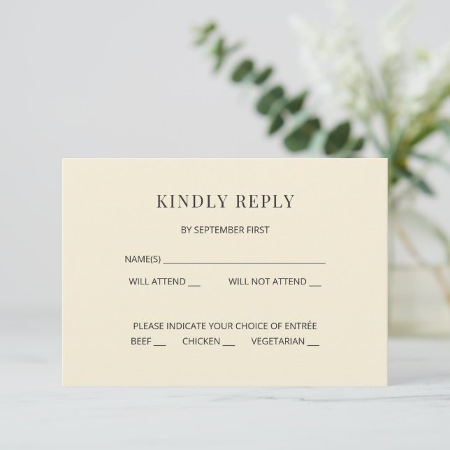 Modern Minimal Wedding RSVP Card Inbjudningar (Stående Fram)