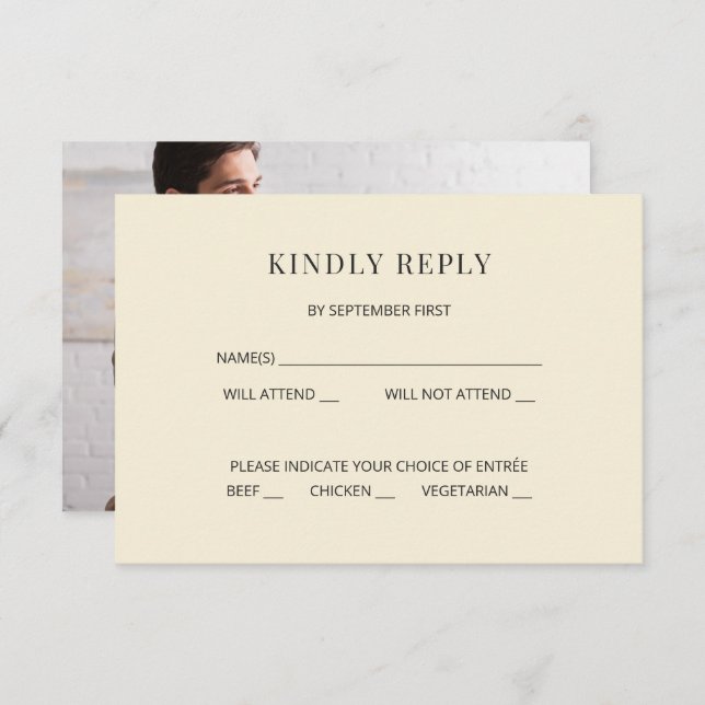Modern Minimal Wedding RSVP Card Photo on Back Inbjudningar (Fram/baksida)