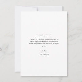 Modern Minimal Wedding Thank You Card with Photo Tack Kort