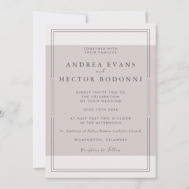 Modern minimal Weeding-inbjudan | Taupe Inbjudningar (Framsida)