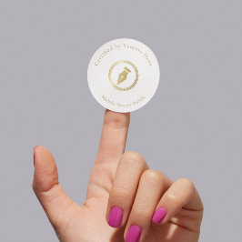 Modern Minimal White Guld Notary Pen Auktoriserad  Runt Klistermärke