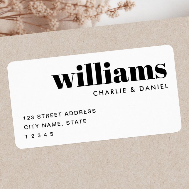 Modern minimal white return address adressetikett (Modern minimal white return address label)