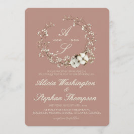 Modern Minimal Winter Floral Wedding Inbjudningar