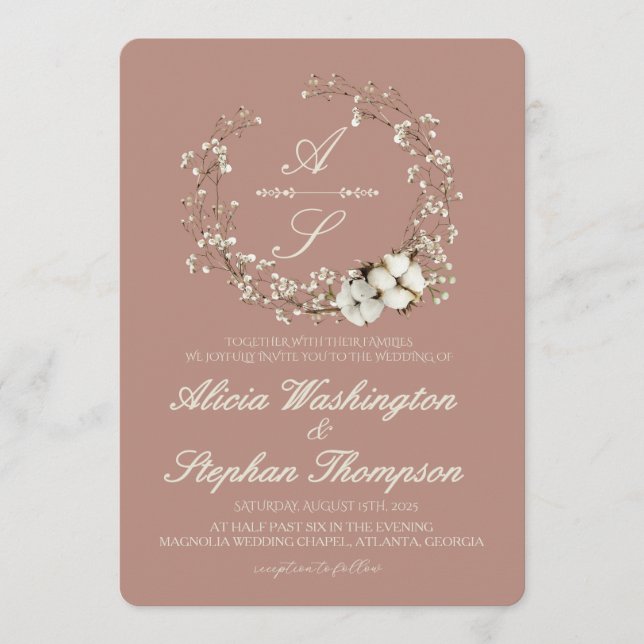 Modern Minimal Winter Floral Wedding Inbjudningar (Framsida)