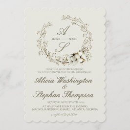 Modern Minimal Winter Floral Wedding Inbjudningar